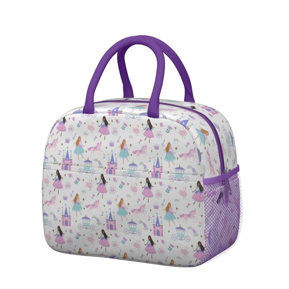 Womens Princess Castle & Unicorn Pattern Lunch Box for Work,Insulated Lunch Bag for Women,Loncheras Para Mujer,Leakproof Adult Lunch Bag for Work,Beach,Travel,Picnic,Camping