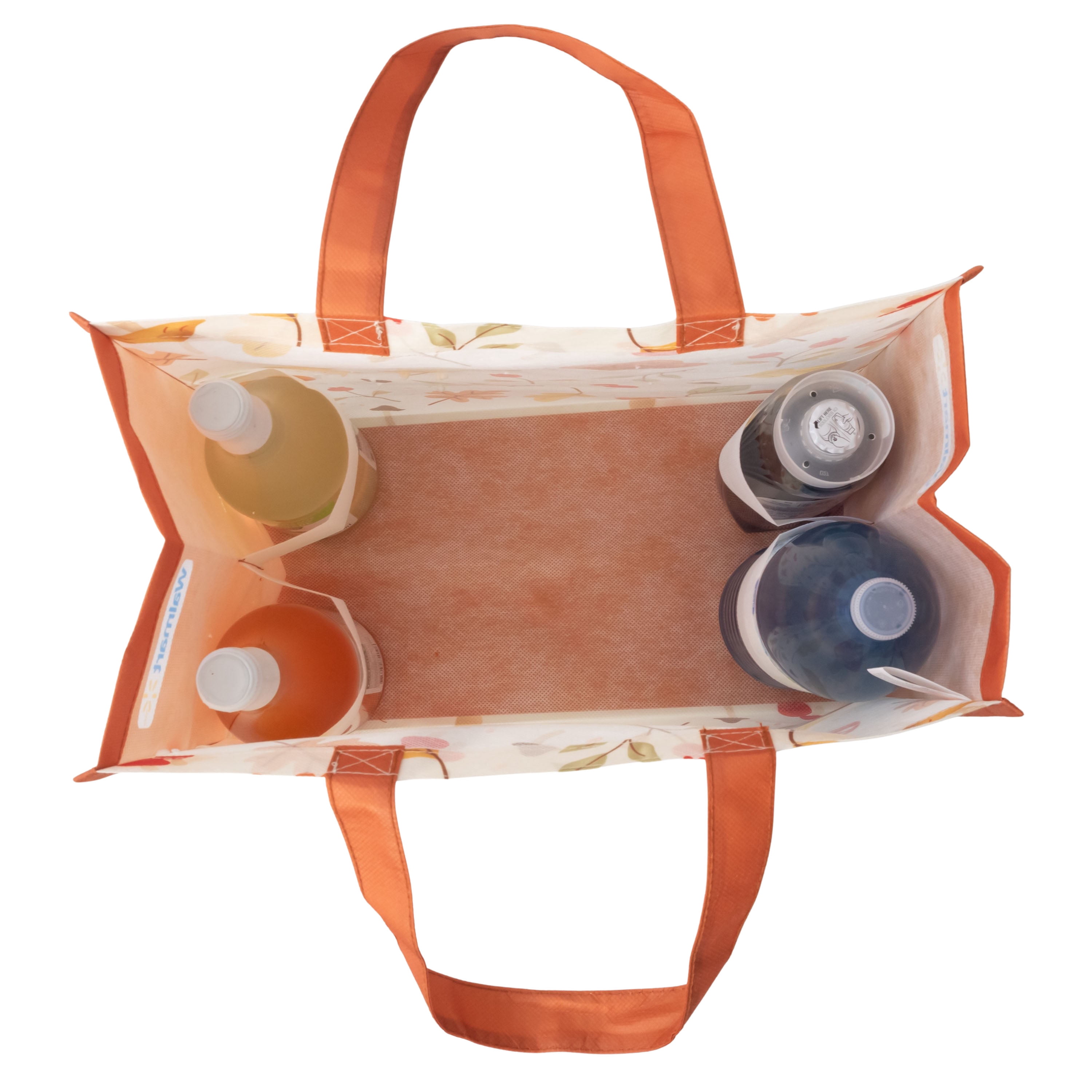 Sac d'Épicerie Réutilisable, Sac Fourre-tout Saisonnier d'Automne avec Porte-Bouteilles, Orange
