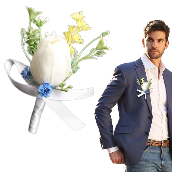 Clearance Artificial flowers under $5,Wrist Flower Set Artificial Hand Flower And Boutonniere Set For Homecoming Graduation Prom Bridal Wedding