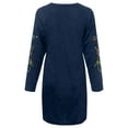 thumbnail image 5 of sertiohcv Floral Dress for Women Autumn Floral Embroidery Winter Women Long Dress Sleeve Casual Sweatshirt Women Dress Navy,Size 2XL, 5 of 7