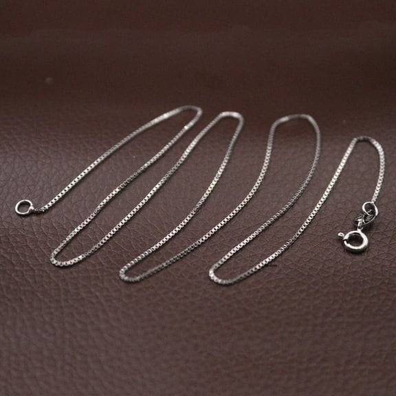 K-KED Solid 925 Sterling Silver Chain Women Lucky 0.8mm Box Link Necklace 17.7inch