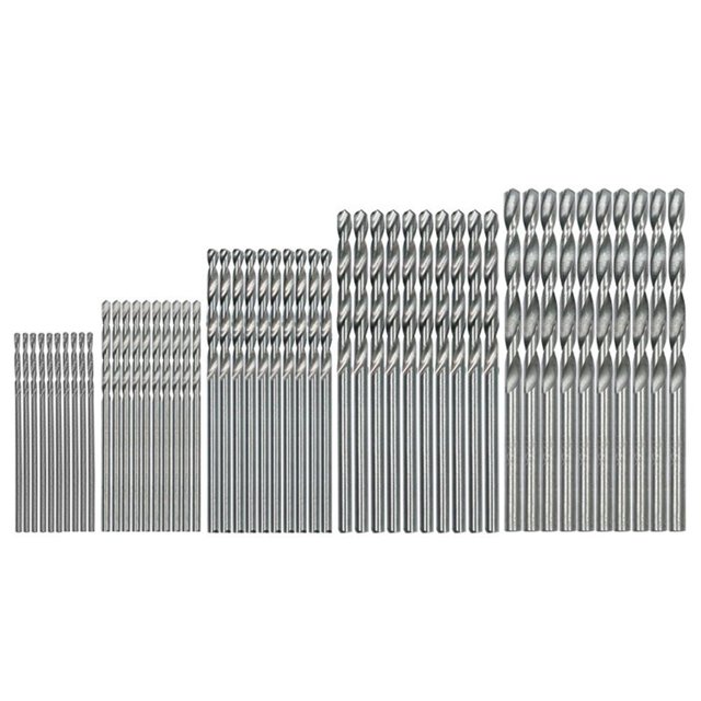 50pcs 1.0-3.0mm Mango redondo HSS Broca helicoidal Juego de brocas para carpintería Herramienta Tmvgtek Piezas de repuesto para herramientas