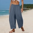 thumbnail image 6 of Women Palazzo Boho Pants Casual Loose Elastic Waist Harem Pant Summer Beach Travel Baggy Slacks, 6 of 6