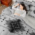 thumbnail image 5 of Manfei Boho Aztec Queen Bedding, Black Gray Tribal Geometric Bedding Comforter Set Queen, Gray Reversible 7-Piece, 5 of 6
