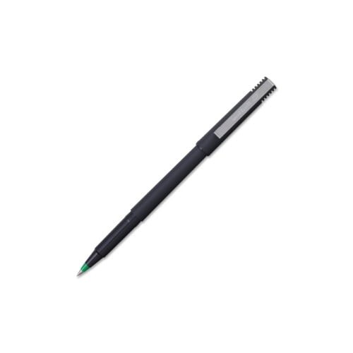 uni-ball Classic Rollerball Pens Micro Pen Point - 0.5 mm Pen Point Size - Green - Black Stainless Steel Barrel - 12 / Dozen