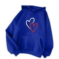 thumbnail image 4 of 50% Clearance!Womens Fashion Plus Size Sawvnm Women's Comfortable Sweater Heart Pattern Printed Women's Hooded Pocket Drawstring Sweater For Women Blue M, 4 of 4