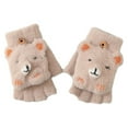 2PCS Knitting Children More Cartoon Bear Half Refers To Flip Warm