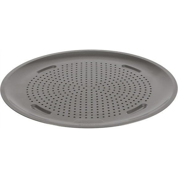 AirPerfect 14" Insulated Nonstick Carbon Steel Pizza Pan with Cutting Guides, Perforated Nonstick Pizza Pan, Gray