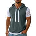 thumbnail image 2 of Taqqpue Short Sleeve Hoodies for Men Solid Color Cotton Hoodies Summer Sweatshirt Lightweight Breathable Workout Shirts Pullover Plus Size for Men, 2 of 9