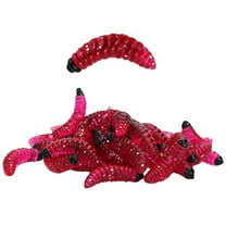 BE-TOOL 50PCS Soft Plastic Earthworm Lures Worm Fishing Bait for Saltwater and Freshwater (Red)
