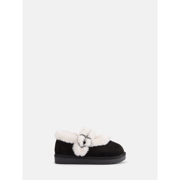 Wonder Nation Toddler, Little and Big Girls Faux Shearling Mary Jane Slippers
