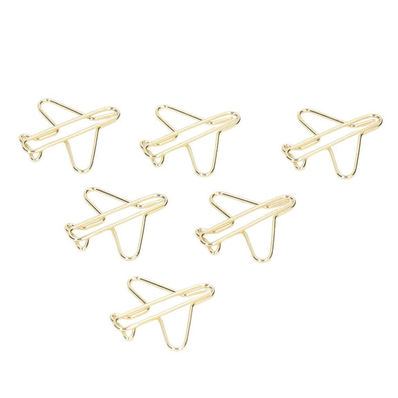 100pcs Paper Clips Portable Anti Rust Electroplating Gold Cute Airplane Shaped Metal Clip for Office Home