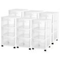 thumbnail image 1 of Sterilite 3 Drawer Storage Cart, Plastic Rolling Organizer with Wheels, 6 Pack, 1 of 9