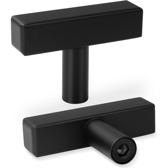 30 Pack 2 Inch Long Matte Black Square Cabinet Handles, Single Hole Stainless Steel Drawer Pulls for Kitchen, Bedroom, Bathroom, Office