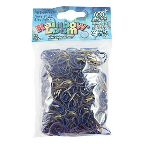 Rainbow Loom Élastiques Persans Bleu Marine avec 24 Clips en C (600 Unités)