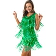 thumbnail image 3 of inhzoy Womens Sequins Flapper Latin Salsa Dance Dress V-Neck Tassel 1920s Cocktail Party Dress Green L, 3 of 7
