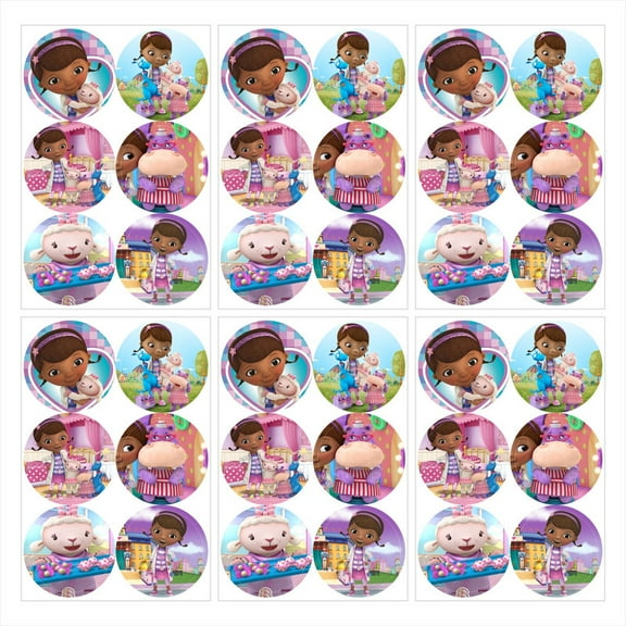 Doc Mcstuffins Stickers Labels Birthday Party Favors Thank You Themed Round Circle Baby Shower 60pcs