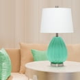 thumbnail image 4 of Lalia Home Glass Pleated Table Lamp in Seafoam Blue with White Shade, 4 of 5