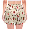 thumbnail image 2 of Women's Silk Pajama Shorts Christmas Holly Gnome Snowflake Pajama Shorts Women's Casual Pajama Shorts with Pockets, 2 of 6