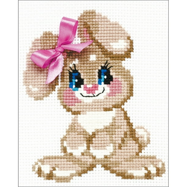 baby rabbit counted cross stitch kit 6 x 7 10 count walmartcom