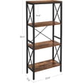 thumbnail image 3 of Standing Shelf Ladder Rack with 4 Open Shelves Bookshelf Kitchen Shelf for Kitchen Office Rustic Brown and Black, 3 of 6