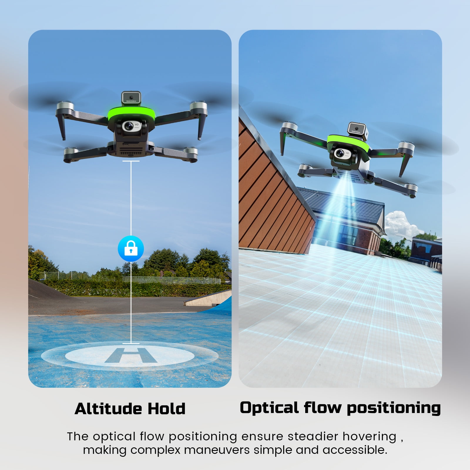 Wefone S5S Foldable Drones with Camera for Kids and Adults, Brushless Motor, 2 Batteries, Black