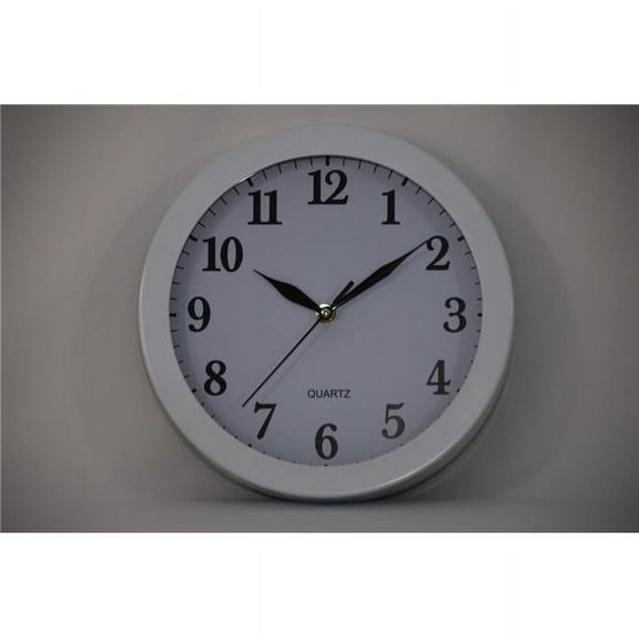 Everrich 10 in. White Frame with Silent Movement Wall Clock