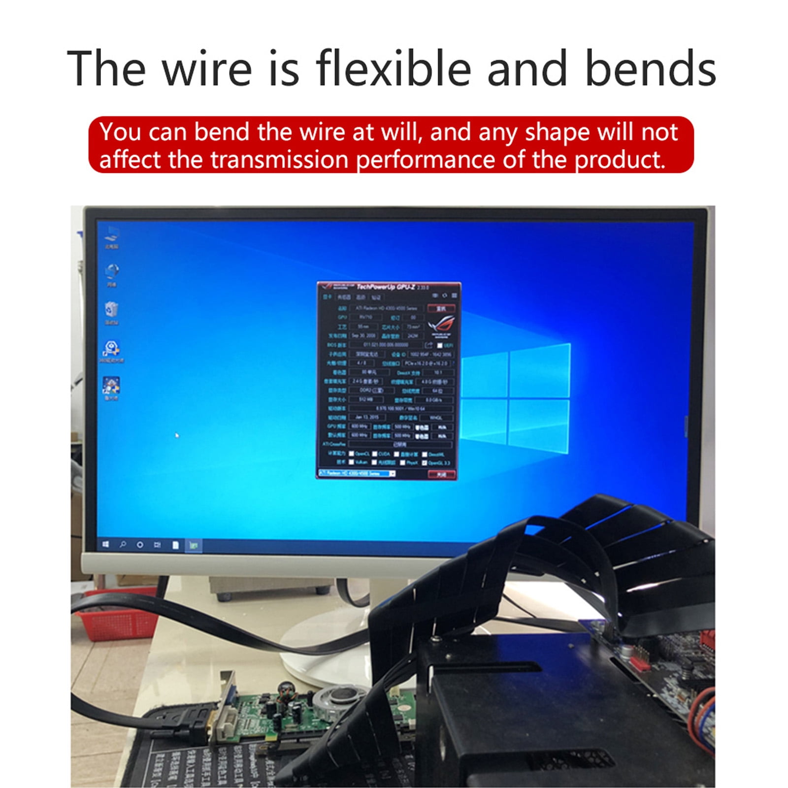 PCI-E 16x Graphics Card Extension Cable PCIE x16 for GPU Computer Chassis High-Speed Soft Flexible Cable