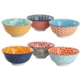 thumbnail image 3 of Elama Roxey 6 Piece Assorted Design 20oz Porcelain Footed Bowl Set in Multicolor, 3 of 8