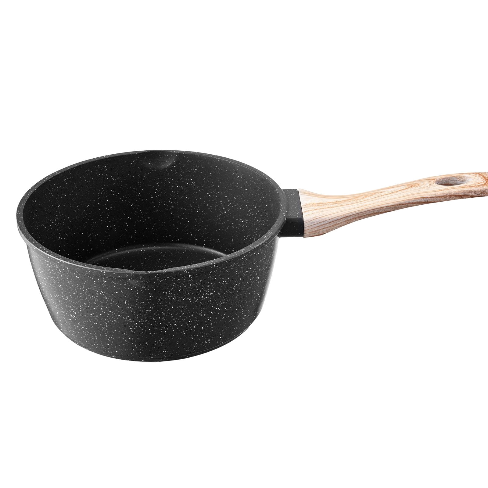 Nonstick Saucepan 2.5QT with Lid Marble Coating Aluminum Construction Thickened Body Ergonomic Handle for Gas Electric Induction