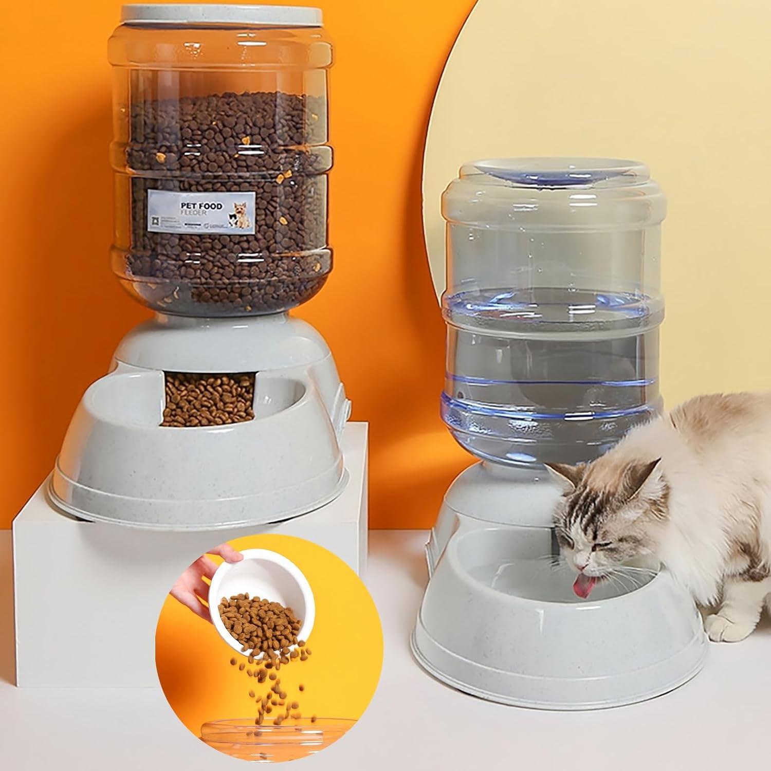 Automatic Dog Feeders, Dog Feeder Dispenser for Large Dogs, 3 Gallon Gravity Automatic Dog Cat Feeder Station, Dry Food Storage Container Bowl for Adult Dogs