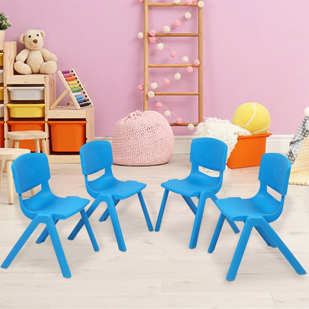 School Classroom Chair for Kids, 4Pack Plastic Stackable Chair, Blue