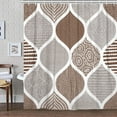 thumbnail image 2 of Tan and Grey Shower Curtain, Brown Retro Bohemian Geometric Fabric Shower Curtains Set for Bathroom Decorative, Boho Modern Paisley Restroom Decor Accessories with Hooks 72X72 Inch, 2 of 6