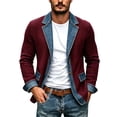 thumbnail image 7 of MaFYtyTPR Mens Jean Jacket Patchwork Collared Single Button Down Denim Cardigan Long Sleeve Casual Daily Outerwear, 7 of 7