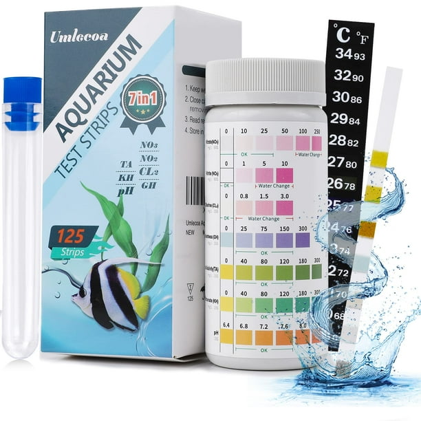 Tawatiler 7 in 1 Aquarium Test Kit for Freshwater and Saltwater,125 Aquarium Test Strips with