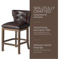 thumbnail image 4 of Maven Lane Hugo 26 Inch High Counter Height Barstool with Low Back in Walnut Finish with Marksman Saddle Vegan Leather Upholstered Seat, Set of 2, 4 of 6