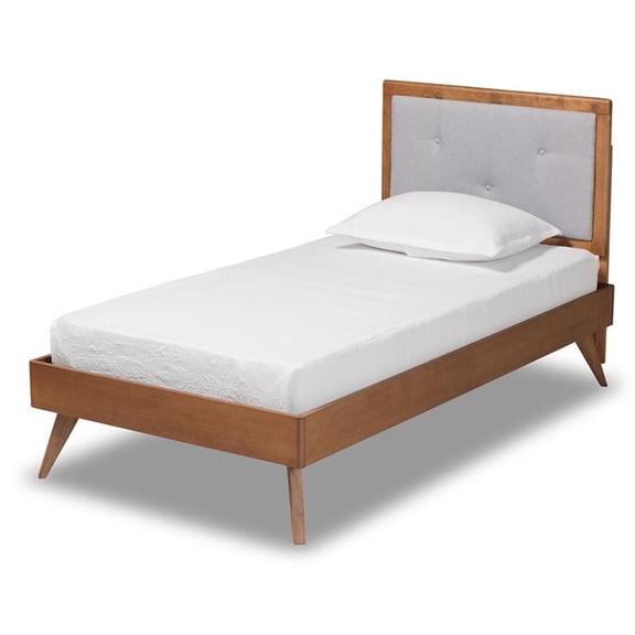 Bowery Hill Light Grey and Brown Finished Wood Twin Size Platform Bed