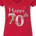 thumbnail image 4 of Inktastic Happy 70th Birthday with Roses Women's V-Neck T-Shirt, 4 of 5