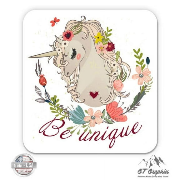 Be Unique Unicorn - 3" Vinyl Sticker - For Car Laptop I-Pad Phone Helmet Hard Hat - Waterproof Decal