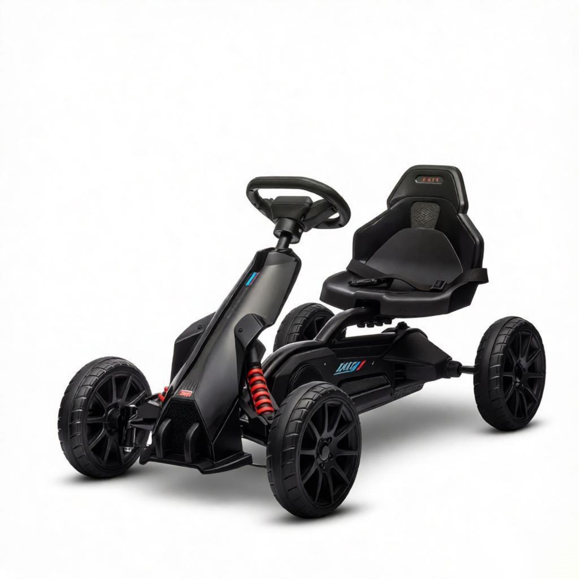 Kids Pedal Go Kart, Adjustable Seat, Durable Swing Axle, Safe Outdoor Ride-On Toy, Black