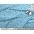 thumbnail image 2 of Soimoi Blue Viscose Chiffon Fabric Antler & Star Print Sewing Fabric Yard 42 Inch Wide, 2 of 3
