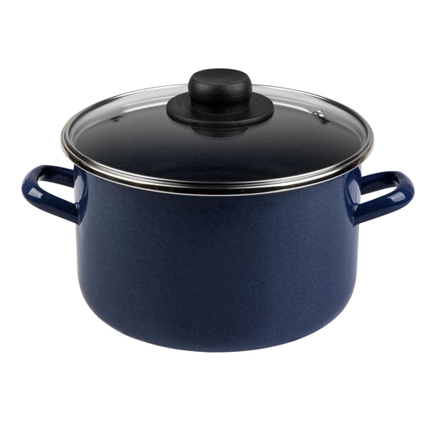 Ekco | Olla de Acero Esmaltado con Tapa de Vidrio 20 cm - Azul
