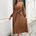 thumbnail image 3 of Bigersell Vintage Dress for Women Clearance Female V-Neck Short Sleeve Maxi Wrap Dress Style D-117 Ladies Dresses for Church Regular Summer Dresses , Coffee L, 3 of 5