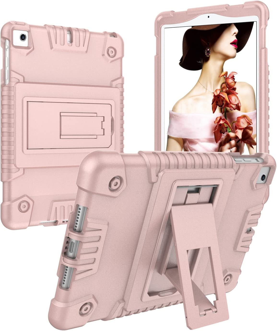 Feishell for iPad Pro 11 Case 2018 with Pencil Holder, Shockproof Rugged Kids Child Proof Rubber EVA Bumper Heavy Duty Case with Kickstand Protective Cover for Apple iPad Pro 11", Rosegold