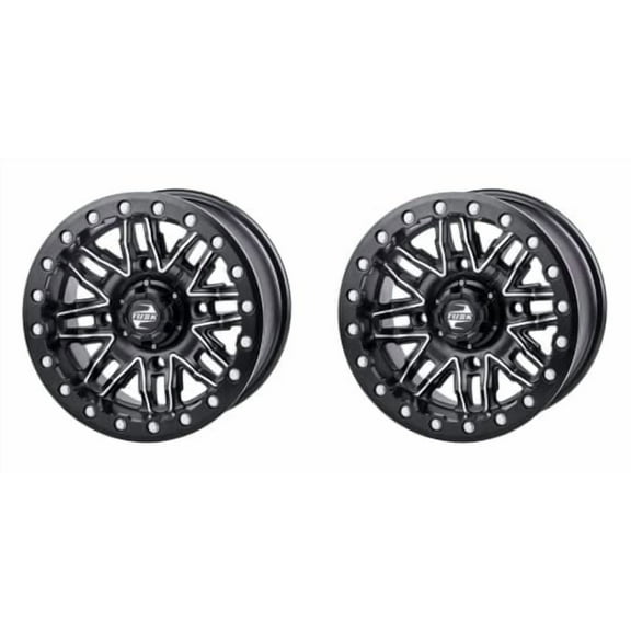 (2 Pack) 4/156 Tusk Nebo Beadlock Wheel 14x7 5.0   2.0 Machined/Black for Polaris Ranger 700 Hd 2009