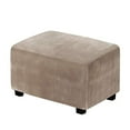 thumbnail image 1 of Ottoman Slipcovers Stretch Ottoman Cover Footrest Footstool Slipcover Anti-Slip Foot Stool Cover Machine Washable Rectangle Furniture Protector Brown-L, 1 of 8