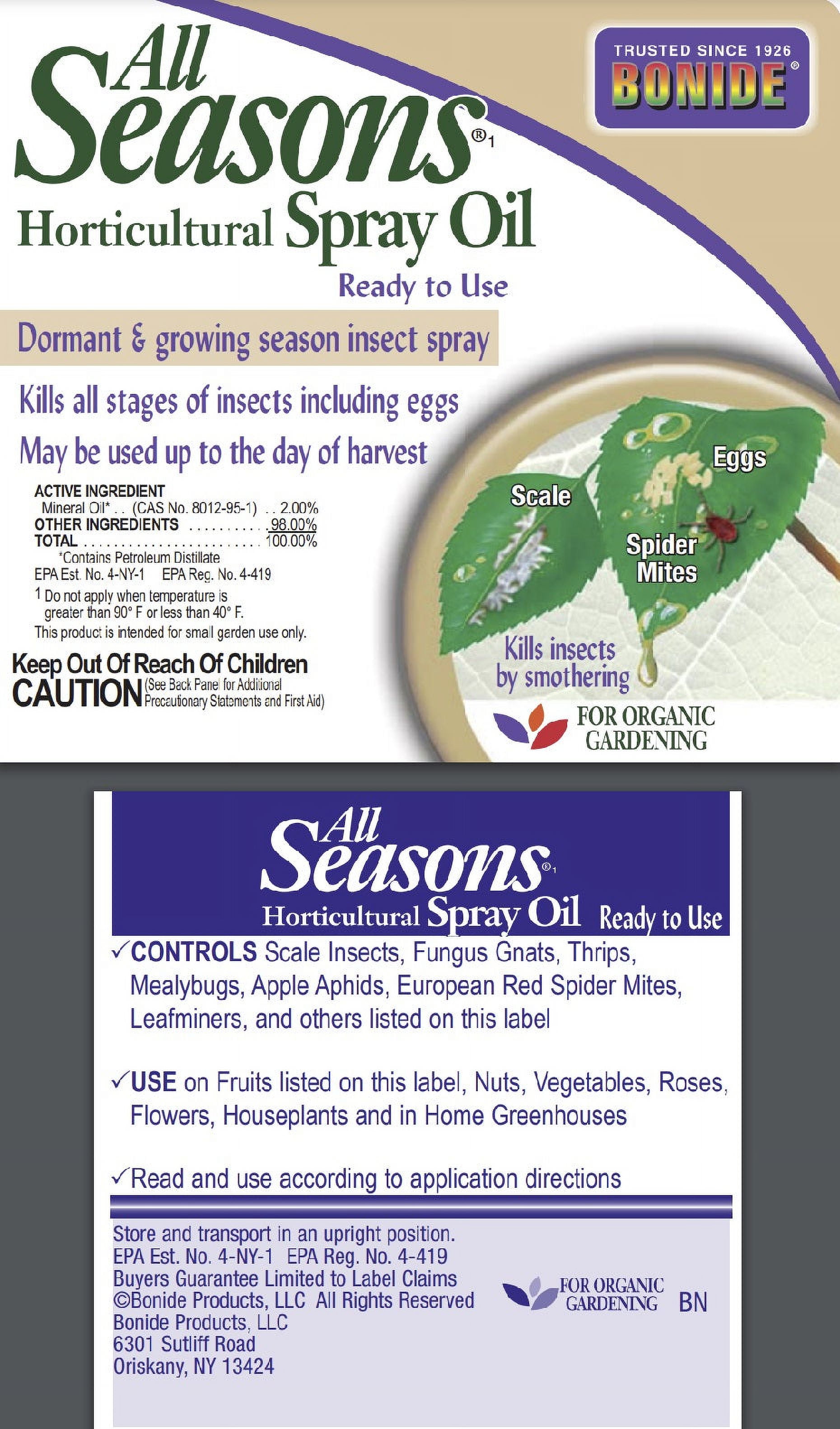 Bonide 214 1-Quart Spray Bottle of All Seasons Horticultural Spray Oil - Quantity of 2