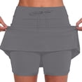 thumbnail image 2 of Versatile Women's Solid Color Pleated Tennis Skirt Shorts, High Waist Stretchy Athletic Skort for Running, Yoga, Fitness, Casual Wear and Summer Sports,Gray-11,5XL, 2 of 8
