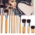 thumbnail image 2 of Juego de brochas de maquillaje de bambú natural, suaves, para polvos, cremas y cosméticos., 2 of 8