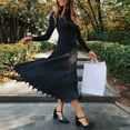 thumbnail image 2 of Robe Plissée pour Femmes Mode Femmes Robe Tricotée Unie Manches Longues Robe Plissée de Base, 2 of 7